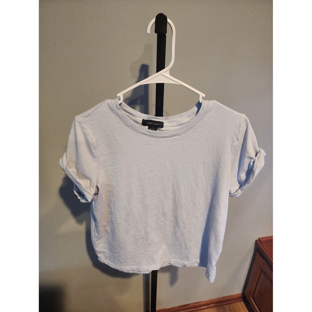 Sanctuary Pale Blue Short Sleeve Cropped Crew‎ Tee